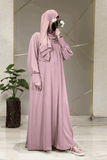 Blush Pink Abaya with Elegant Cuffed Sleeves