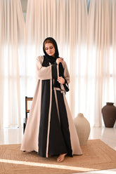 Two-Tone Beige & Black Abaya
