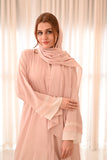 Blush Pink Abaya with Embroidered White Cuffs