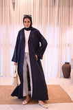 Navy Blue Abaya Coat with Collar