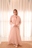 Blush Pink Abaya with Embroidered White Cuffs