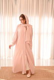 Blush Pink Abaya with Embroidered White Cuffs