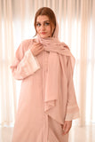 Blush Pink Abaya with Embroidered White Cuffs