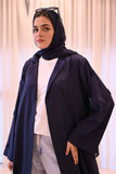 Navy Blue Abaya Coat with Collar