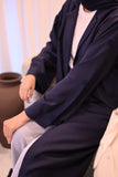 Navy Blue Abaya Coat with Collar